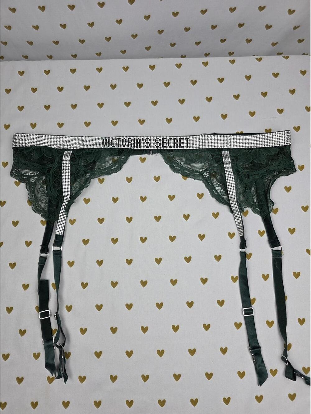 Victorias Secret BLING Shine Garter Belt Strap Green Medium Large Lingerie